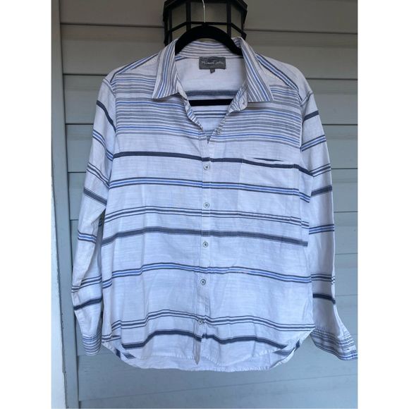 Anthropologie Michael Stars Boyfriend Stripe Button-Up Shirt, Size Medium - Picture 1 of 8